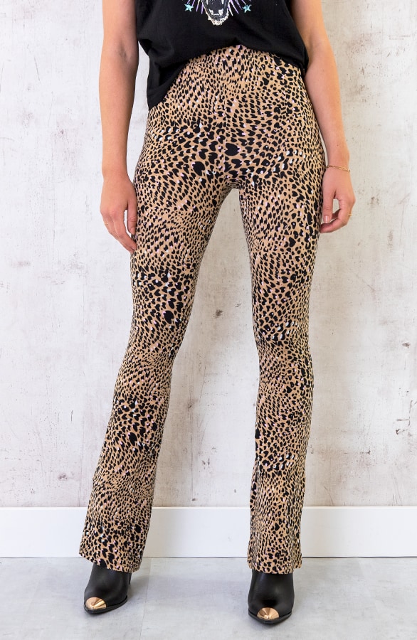 Flared Broek Print Camel Roze – shoparchief