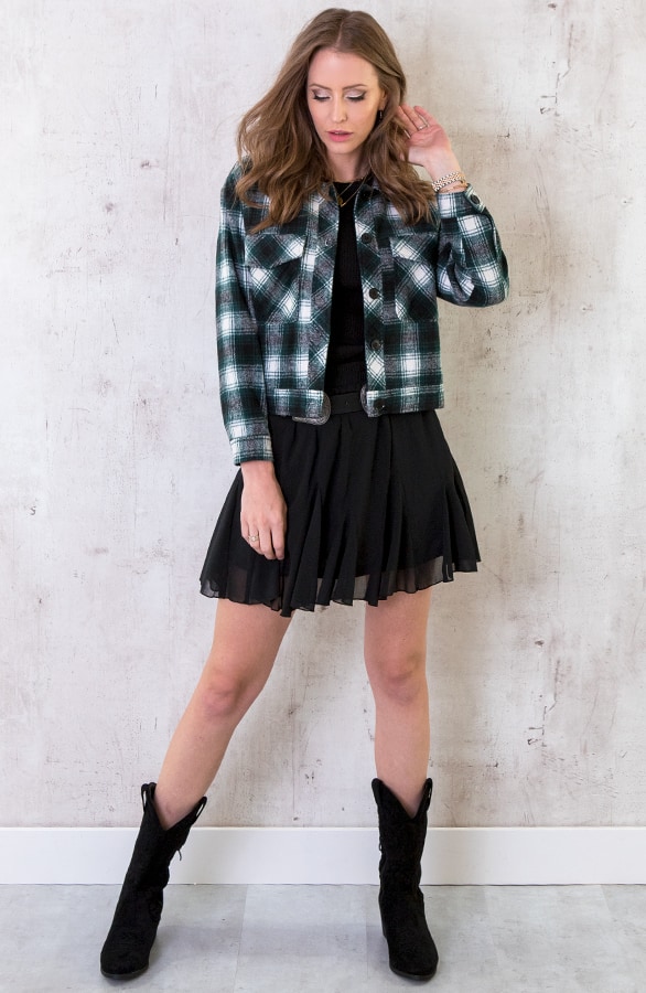 Geblokt Fleece Jacket Smaragdgroen – shoparchief, foto 3