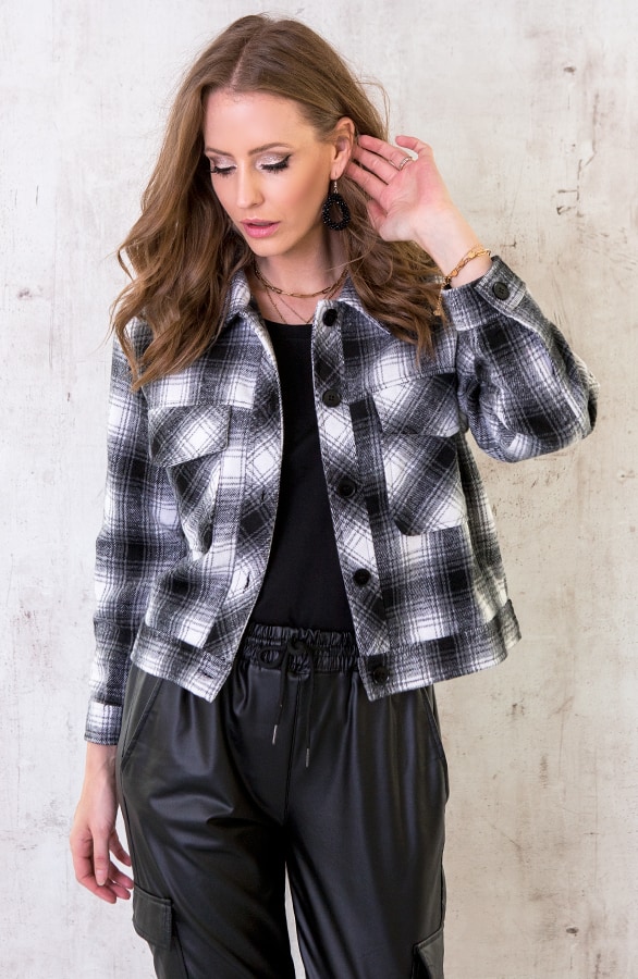 Geblokt Fleece Jacket Zwart – shoparchief, foto 6