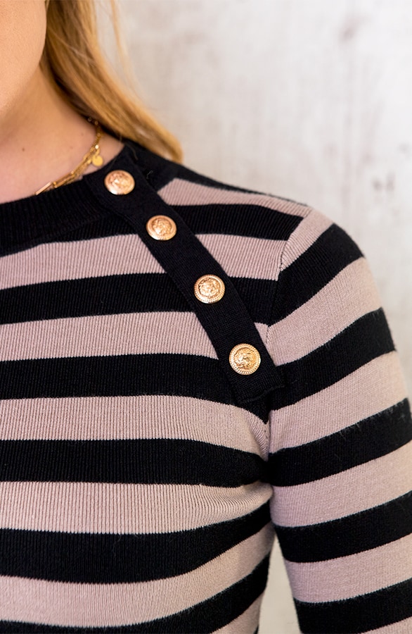 Gestreepte Jurk Knopen Beige – shoparchief, foto 5