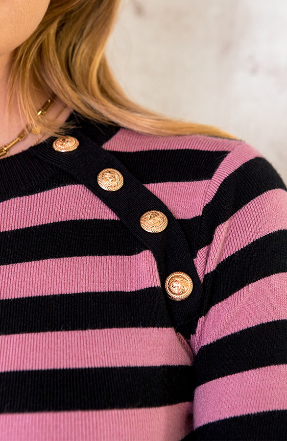 Gestreepte Jurk Knopen Roze – shoparchief, foto 5