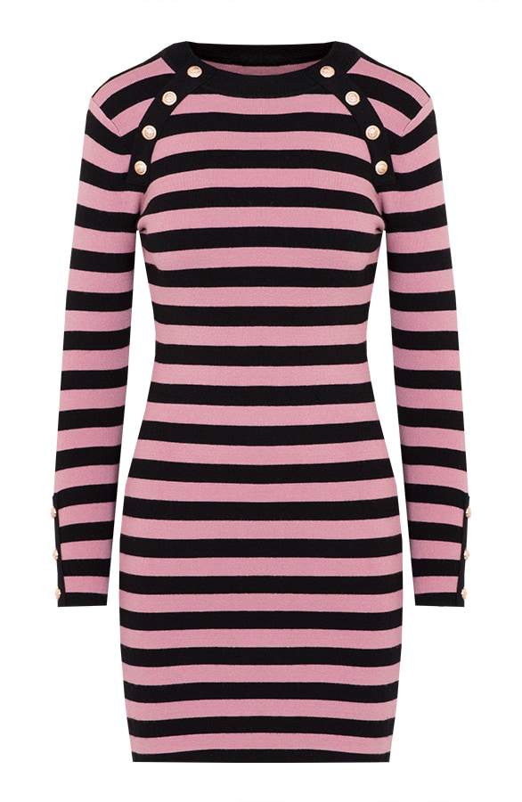 Gestreepte Jurk Knopen Roze – shoparchief, foto 6