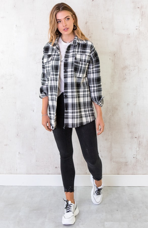 Jacket Geblokt Zwart Wit – shoparchief, foto 3