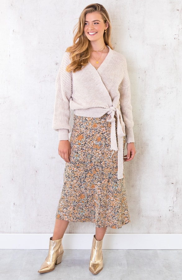 Midi Rok Jersey Bloemen – shoparchief, foto 2