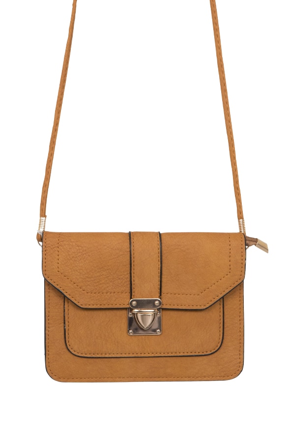 Schoudertasje Met Gesp Cognac – shoparchief