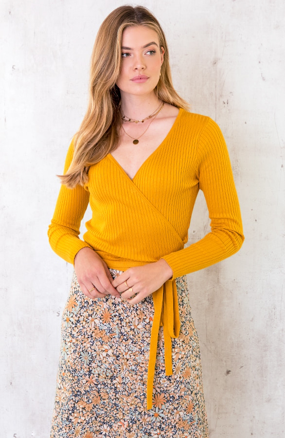 Wikkel Vest Dames Okergeel – shoparchief
