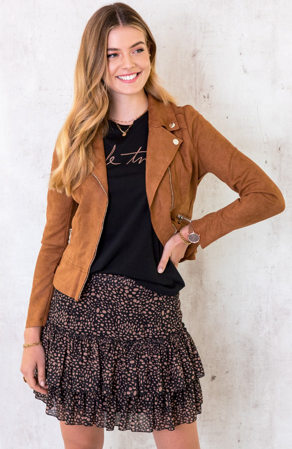 Biker Jacket Suede Cognac – shoparchief