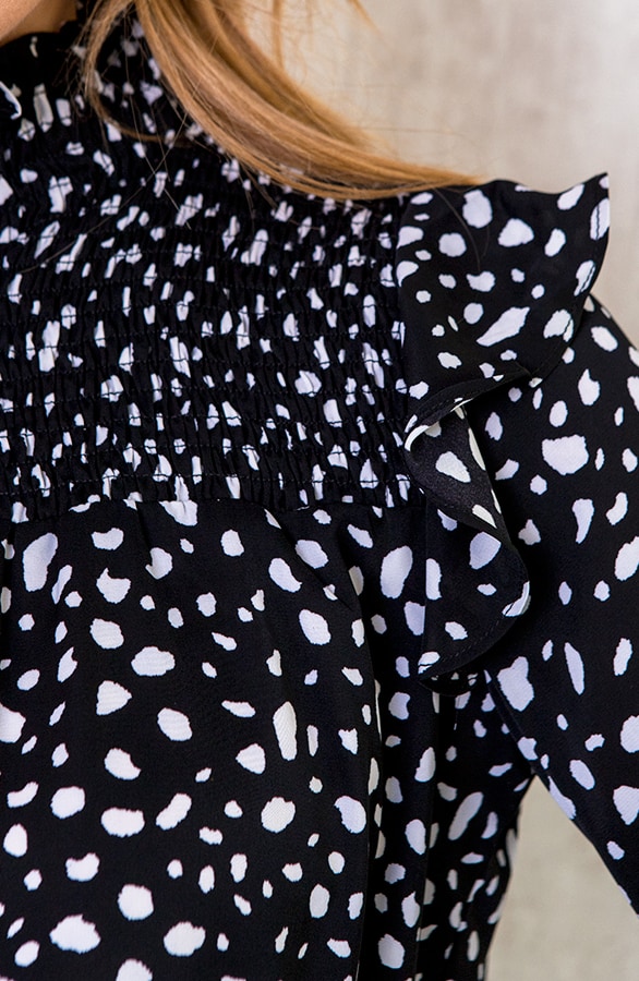 Cheetah Blouse Met Ruches Zwart – shoparchief, foto 4