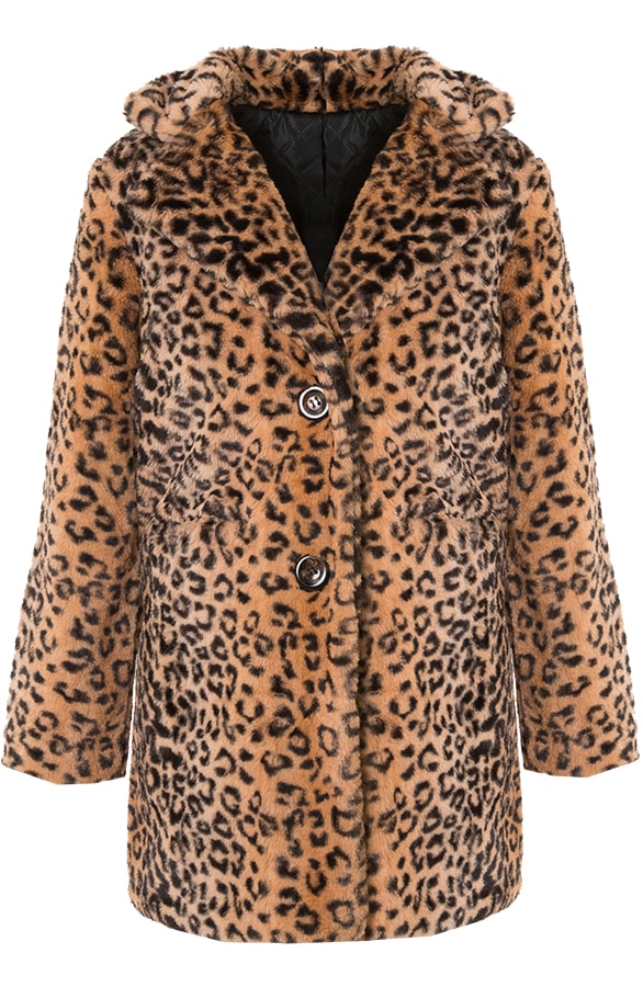 Faux Fur Jas Panterprint Camel – shoparchief, foto 6