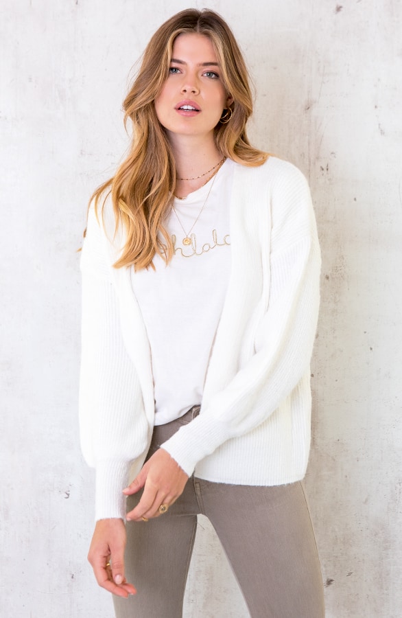 Gebreid Vest Basic Offwhite – shoparchief