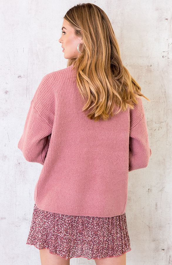 Gebreid Vest Basic Oud Roze – shoparchief, foto 4