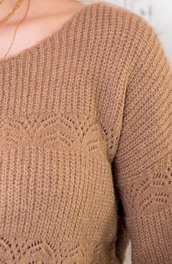 Gebreide Kanten Trui Camel – shoparchief, foto 4