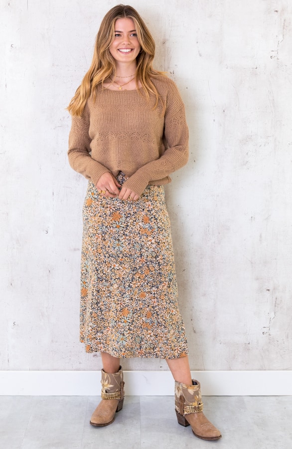 Gebreide Kanten Trui Camel – shoparchief