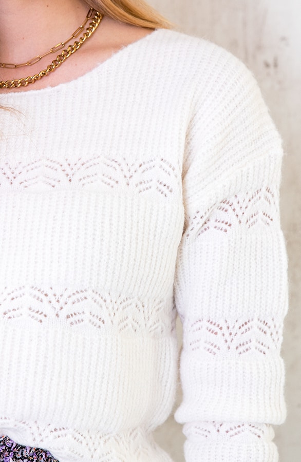 Gebreide Kanten Trui Offwhite – shoparchief, foto 3