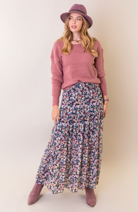 Gebreide Kanten Trui Oud Roze – shoparchief, foto 4