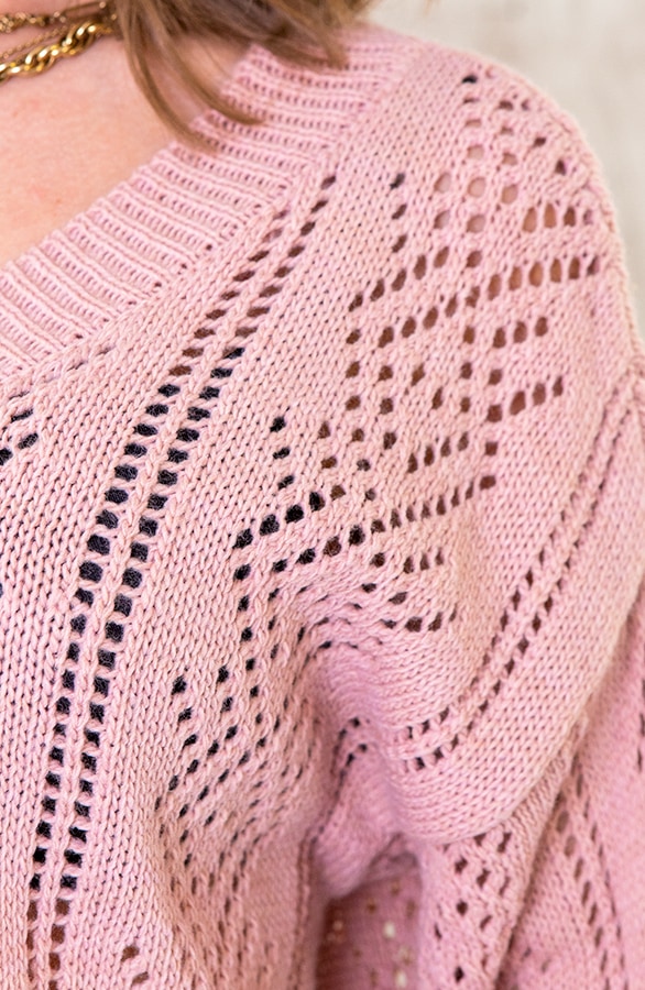 Gehaakte V Trui Dust Roze – shoparchief, foto 5