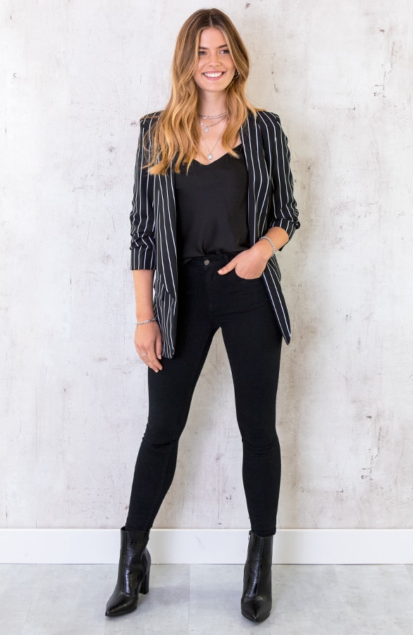 Gestreepte Blazer Zwart – shoparchief, foto 4