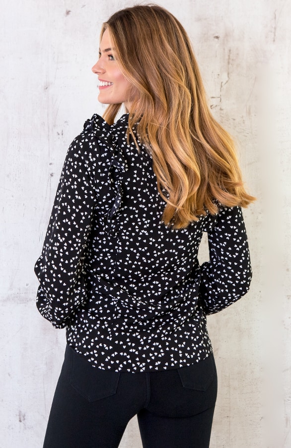Hartjes Ruches Blouse Zwart – shoparchief, foto 3