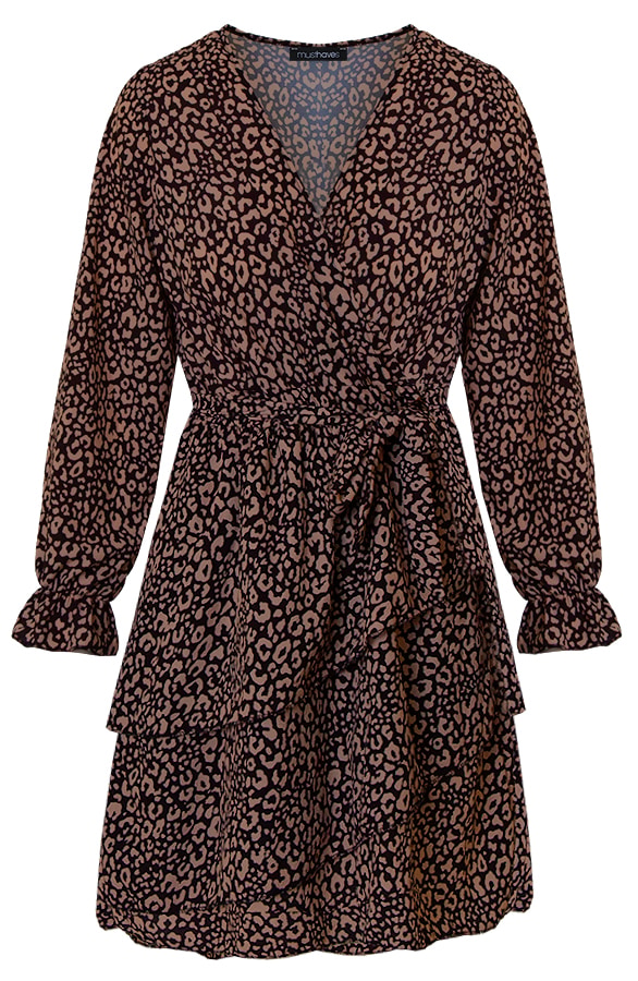 Jurk Met Panterprint Zwart Camel – shoparchief, foto 6
