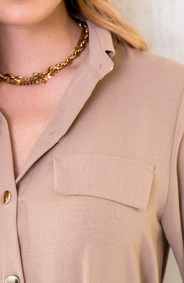 Knopen Jurk Lang Beige – shoparchief, foto 4