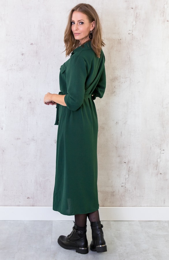 Knopen Jurk Lang Smaragd – shoparchief, foto 3