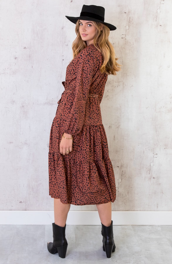 Lange Cheetah Jurk Cognac – shoparchief, foto 2