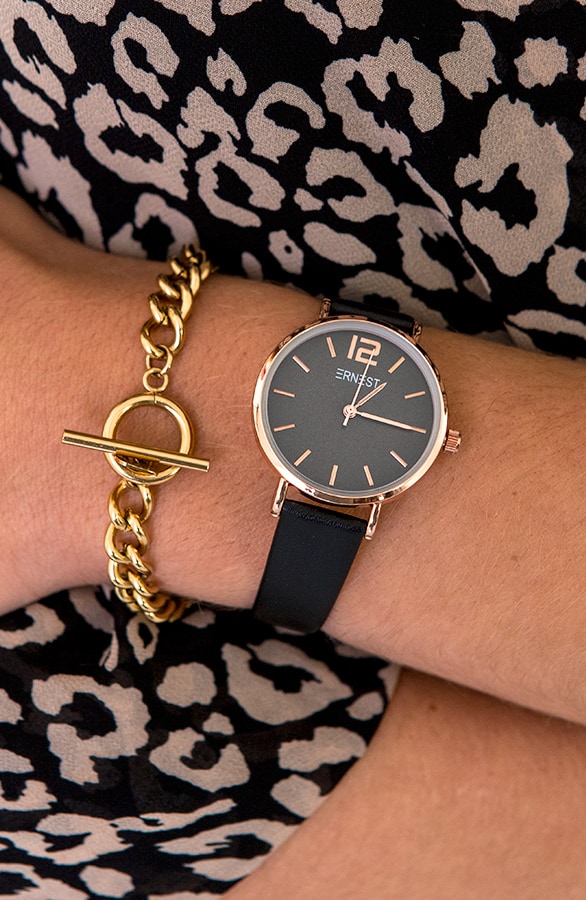 Leren Horloge Dames Zwart – shoparchief, foto 2