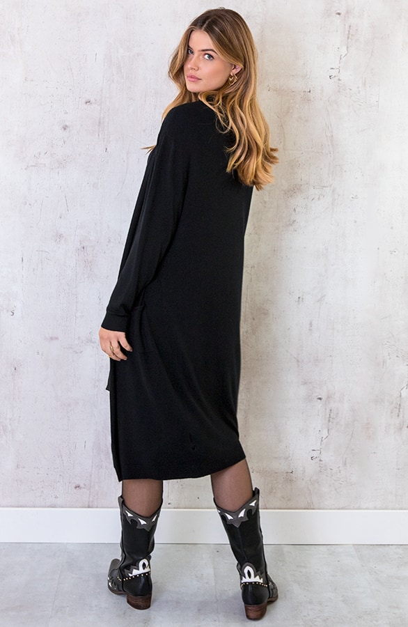 Long Jersey Cardigan Black – shoparchief, foto 3