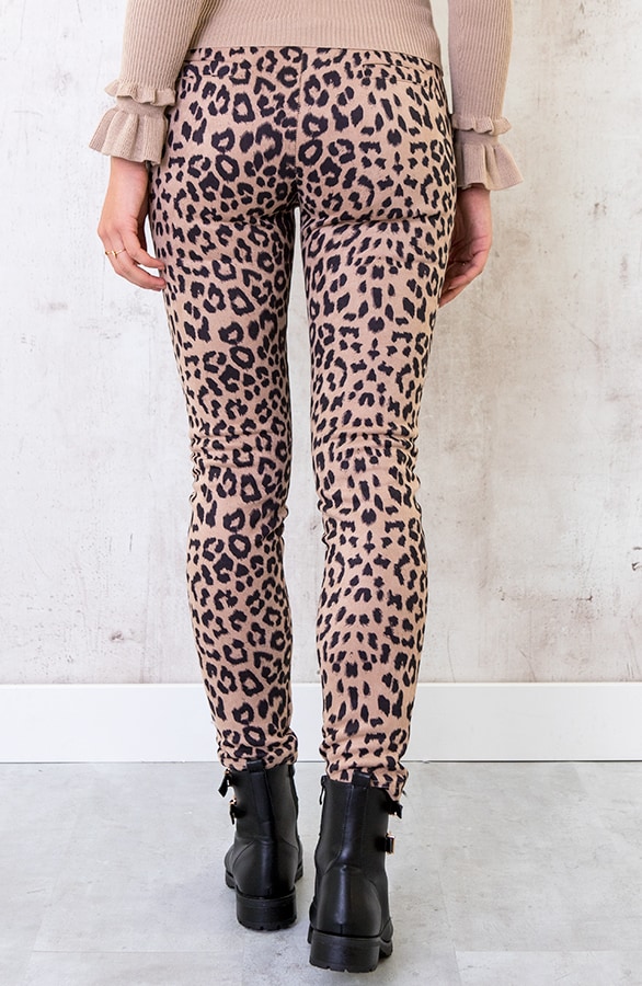 Low Waist Suede Leopard Broek Beige – shoparchief, foto 4