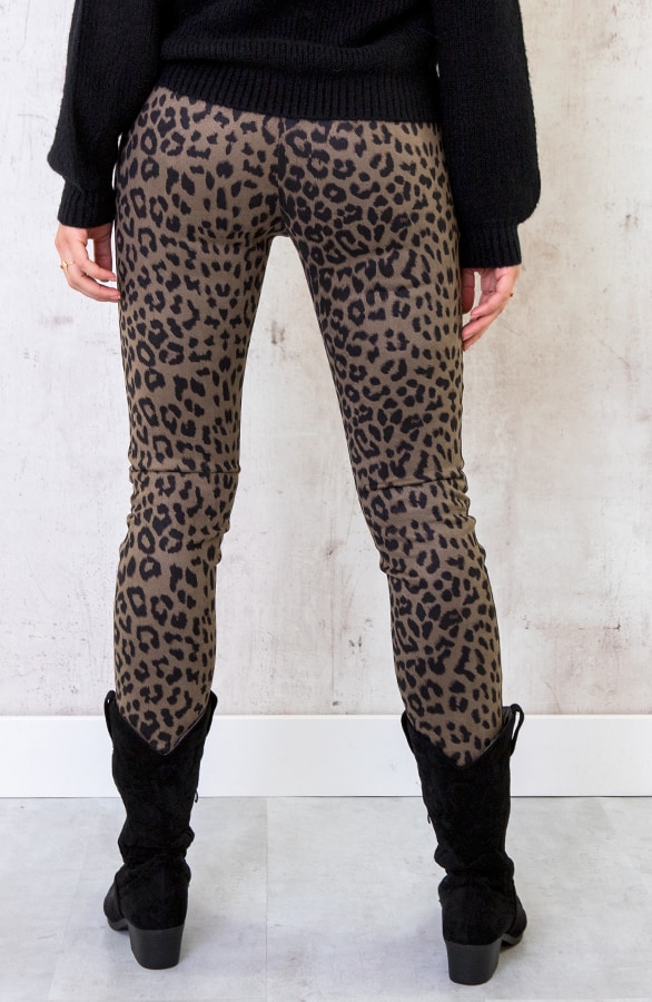 Low Waist Suede Leopard Broek Groen – shoparchief, foto 4