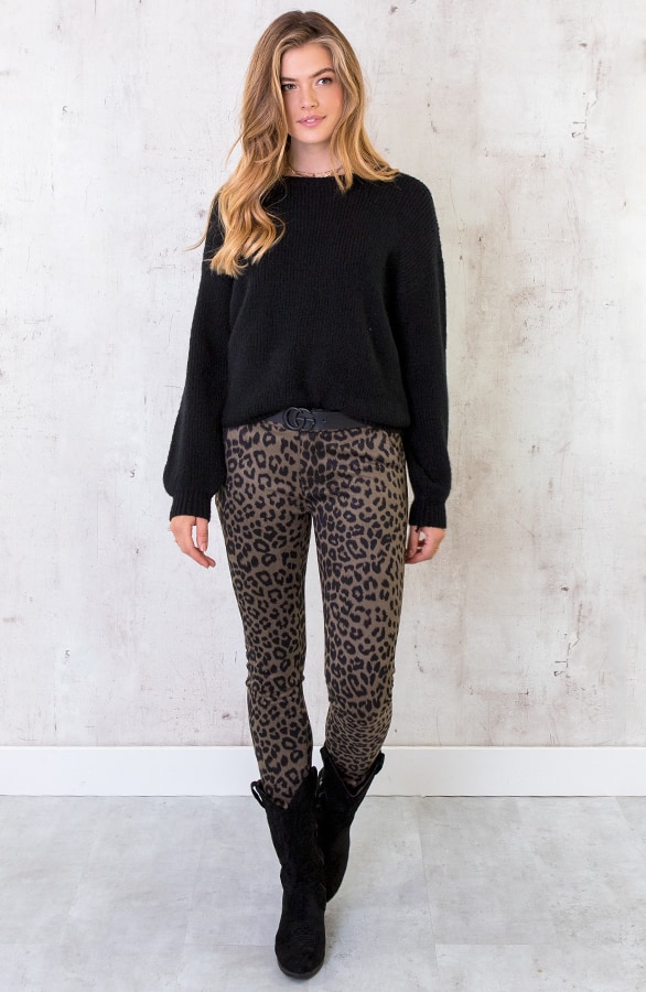 Low Waist Suede Leopard Broek Groen – shoparchief, foto 6