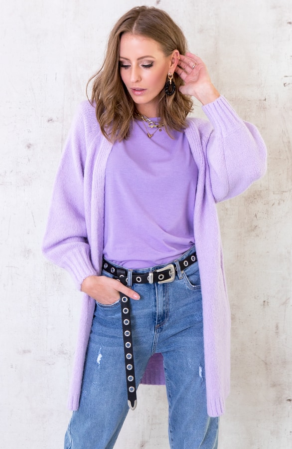 Oversized Vest Gebreid Lila – shoparchief, foto 2