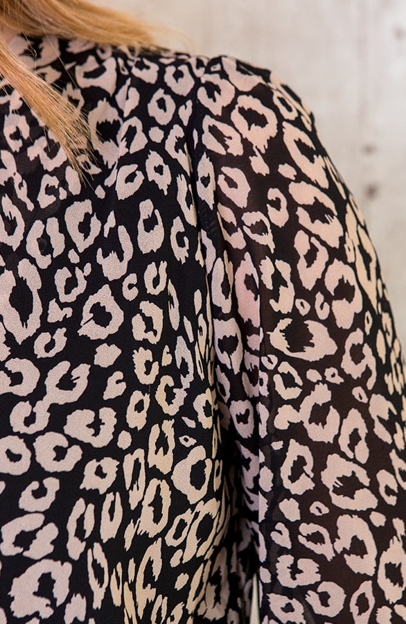 Panter Omslag Jurk Zwart Taupe – shoparchief, foto 6
