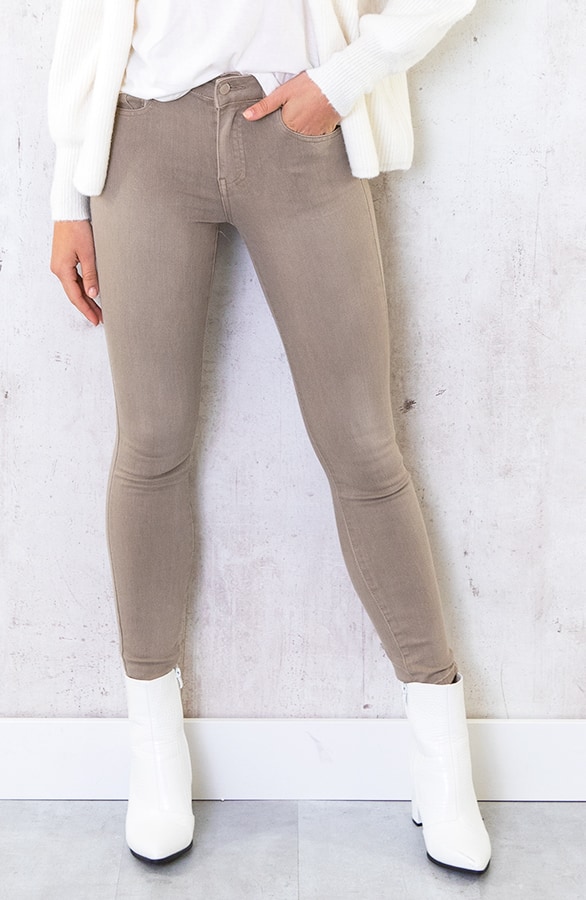 Skinny Spijkerbroek High Waist Taupe – shoparchief