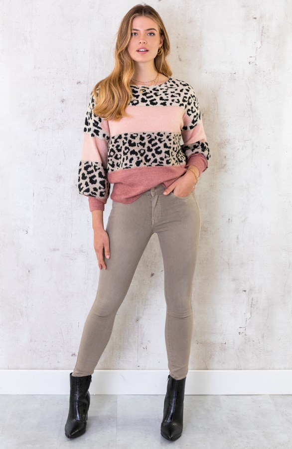 Skinny Spijkerbroek High Waist Taupe – shoparchief, foto 2
