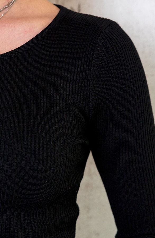 Stretch Jurk Ribstof Zwart – shoparchief, foto 4