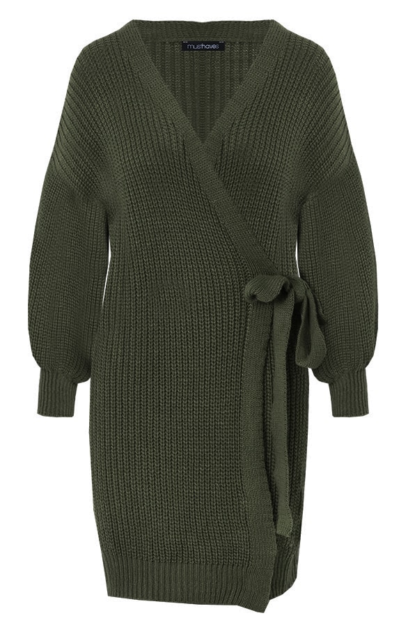 Strik Vest Gebreid Lang Legergroen – shoparchief, foto 7