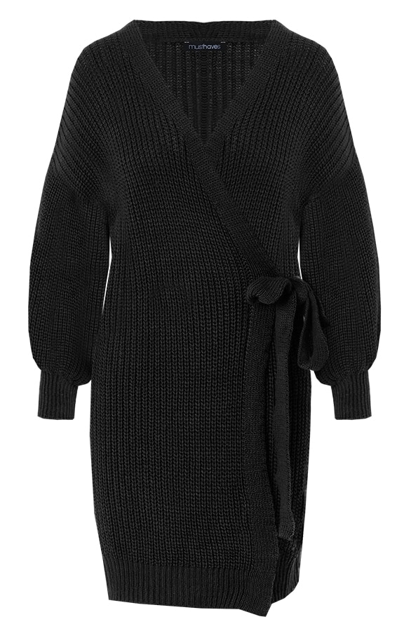Strik Vest Gebreid Lang Zwart – shoparchief, foto 6