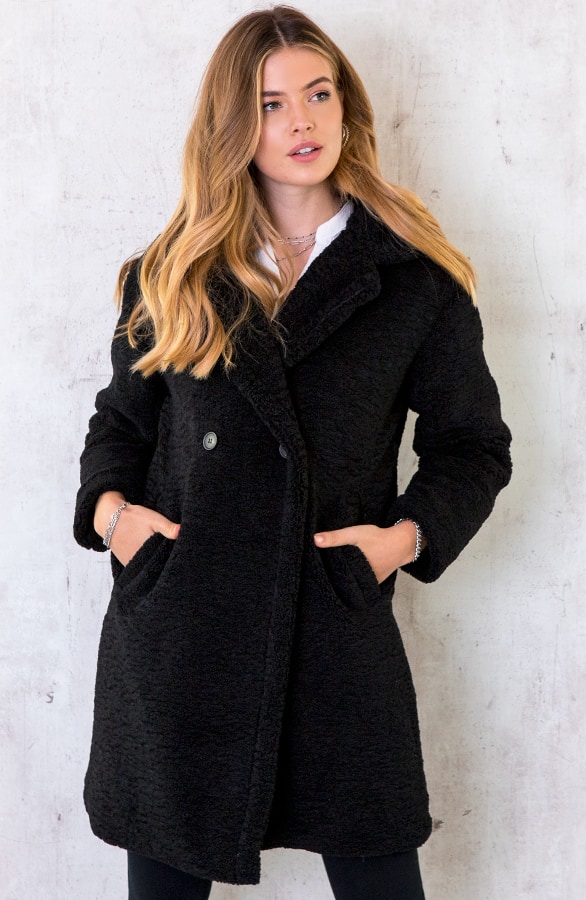 Teddy Coat Damen Schwarz, Shoparchiv, Foto 2