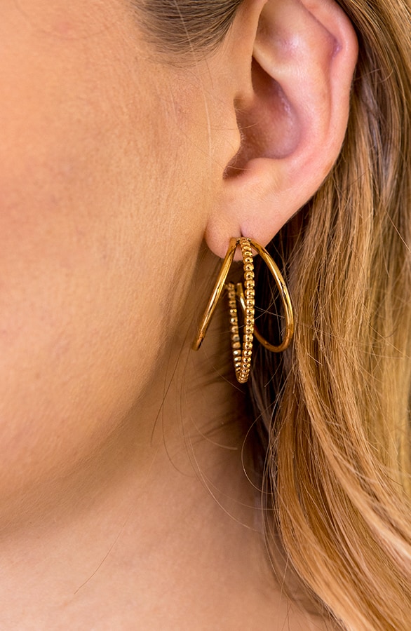 Triple Creool Oorbellen Goud – shoparchief, foto 2