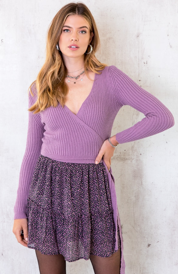 Wikkel Vest Gebreid Lila – shoparchief