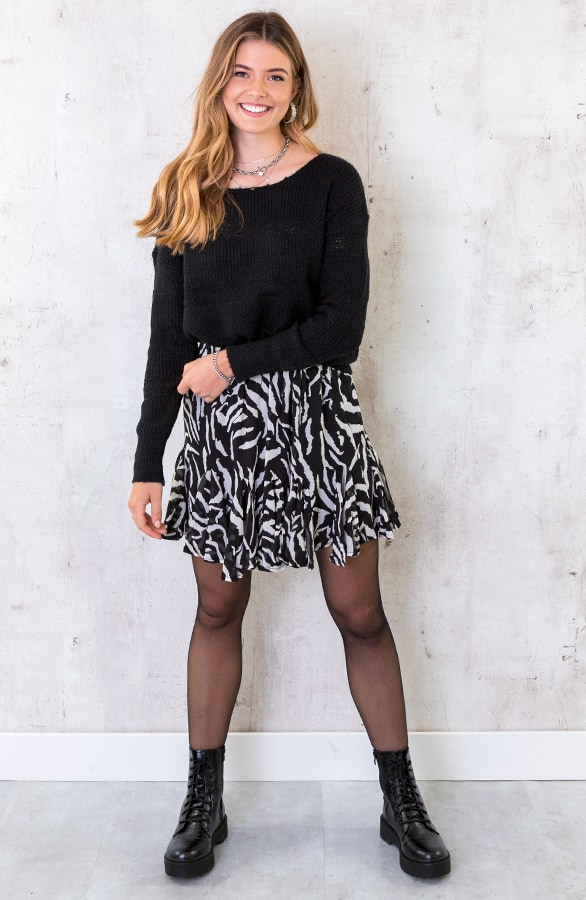 Zebra Plooien Rok Zwart – shoparchief, foto 2