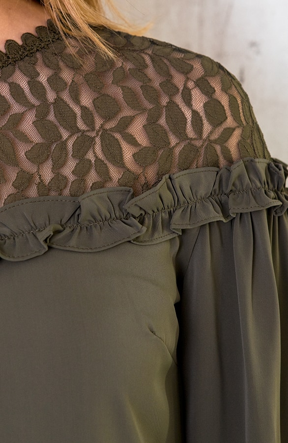 Blouse Met Kanten Bloemen Army – shoparchief, foto 5