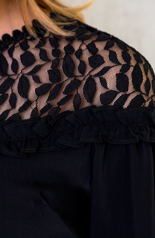 Blouse Met Kanten Bloemen Zwart – shoparchief, foto 5