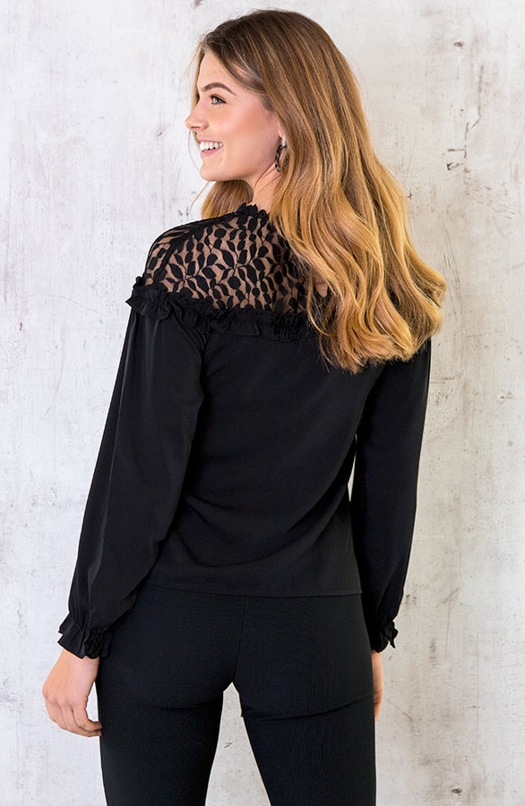 Blouse Met Kanten Bloemen Zwart – shoparchief, foto 6