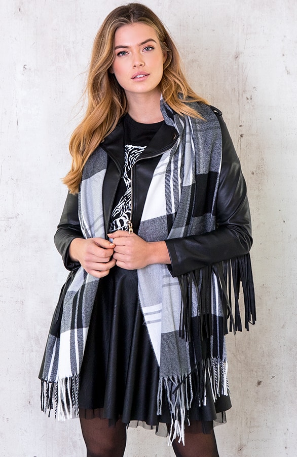 Cashmere Sjaal Geblokt Grijs – shoparchief
