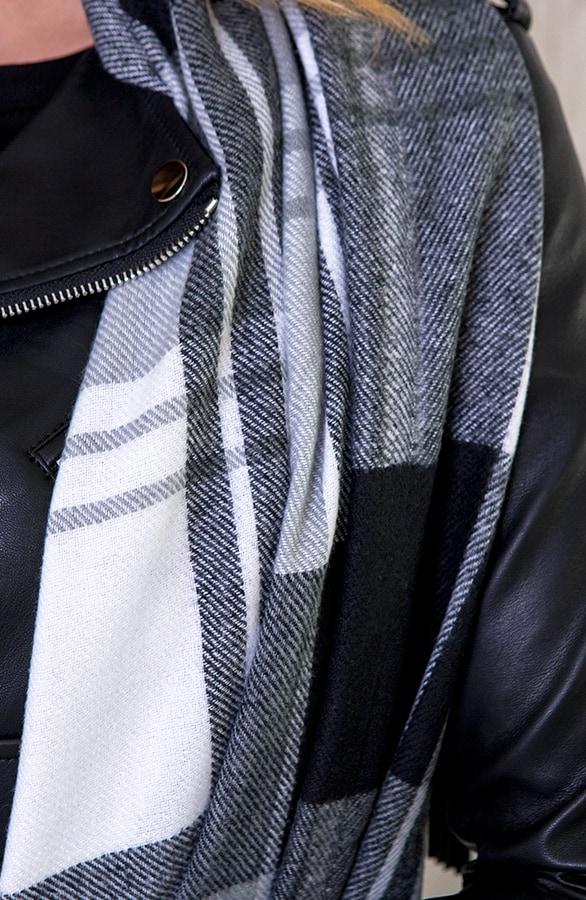 Cashmere Sjaal Geblokt Grijs – shoparchief, foto 3
