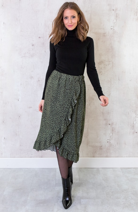 Cheetah Midi Rok Legergroen – shoparchief