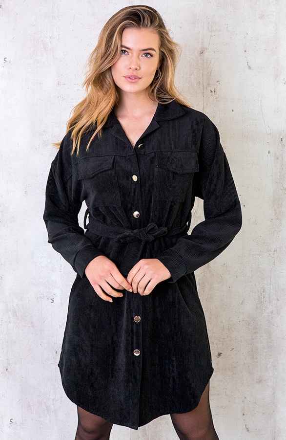Corduroy Jurk Zwart – shoparchief