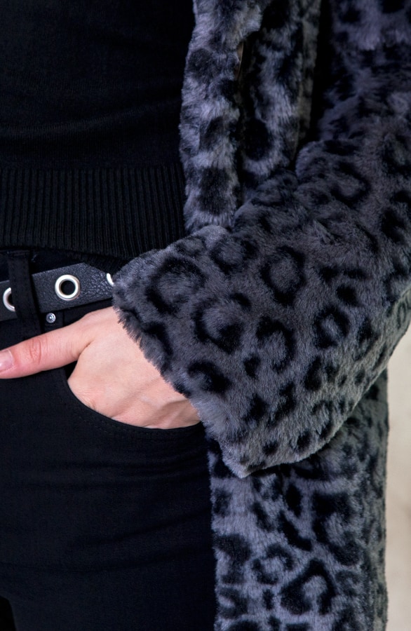 Faux Fur Jas Panterprint Grijs – shoparchief, foto 5